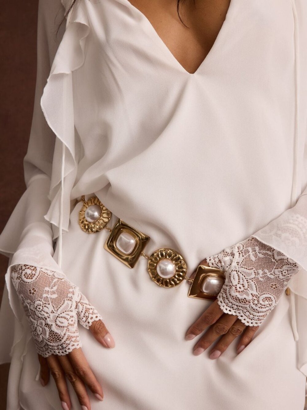 12th Tribe Beau Pearl Statement Chain Belt Size O/SO/S NWT
